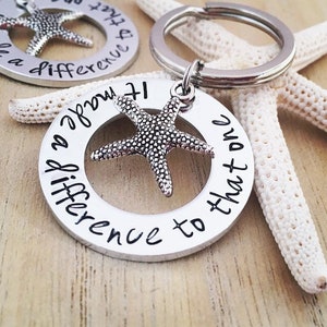 Gifts for Foster Carers, It Made A Difference To That One, Starfish Story, Starfish Keyring, Adoption Gift, Teacher Gift, Starfish Keychain