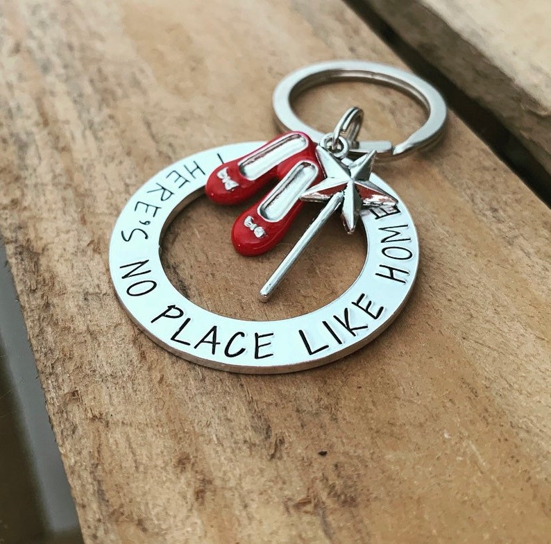 New Home Gift, There's No Place Like Home, New Home, Housewarming Gift, New Home Keyring, New Home Keychain, Ruby Slippers, Dorothy, Oz image 2