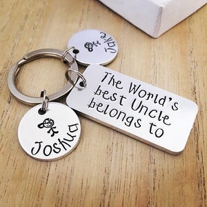 Gifts for Uncles, The Worlds Best Uncle Keyring, Personalized Aluminium Keychain, Personalised Keyring for Brothers Add 2 discs