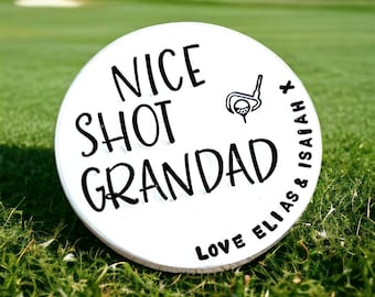 Personalised Grandad Gifts, Golf Gift, Golf Ball Marker, Nice Shot Grandpa, Gifts for Fathers Day