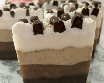 Handmade Mocha Coffee Soap Slice – Exfoliating Vegetable Soap