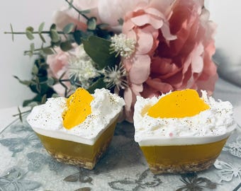 Handmade Lemon Meringue Heart Soap: Artisan Vegetable Soap Favor