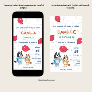 Editable Bluey and Bingo Invite Template on Canva / Plantilla Editable