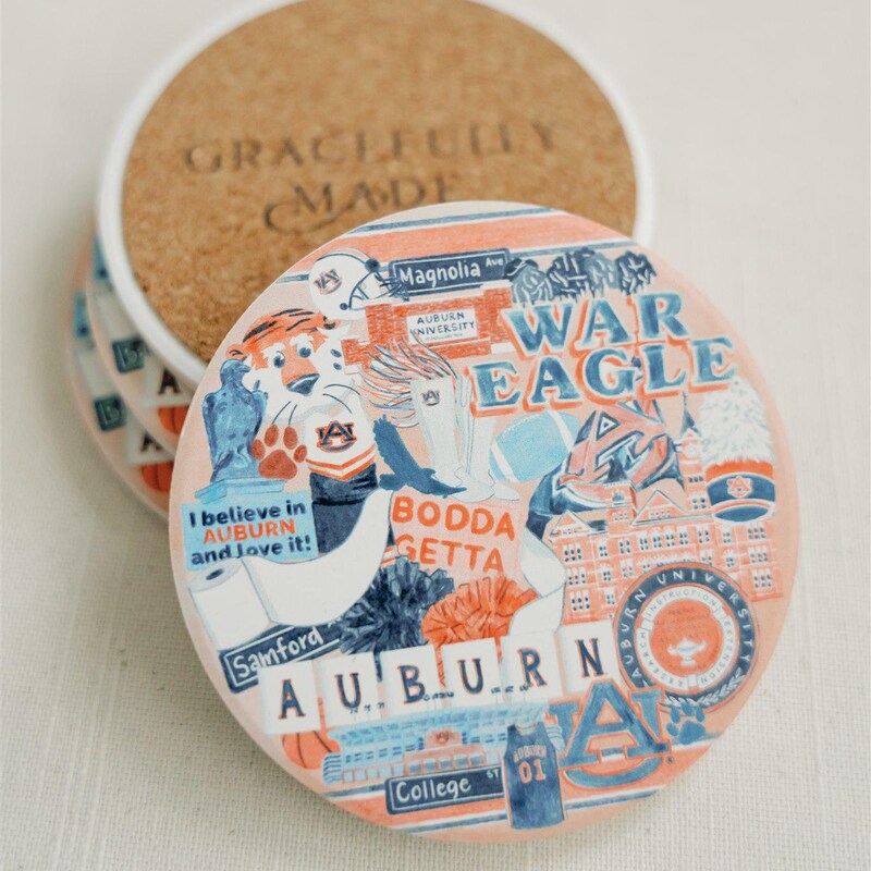 Ceramic Auburn Striped Coasters main image 0
