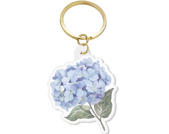 Acrylic Blue Hydrangea Keychain