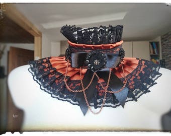 Steampunk collar, neck corset, gothic necklace, burlesque neck corset, vintage, retro, satin collar, collar