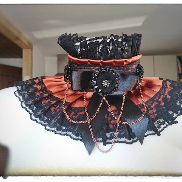 Steampunk Kragen, Halskorsett, Gothik Halsschmuck, Burlesque Halskorsett, vintage, retro, Satin Halskrause, Collar