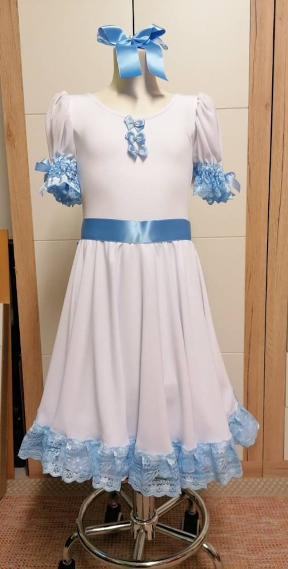 Vestido de ballet niña con encaje y tocado, hasta talla 130 
