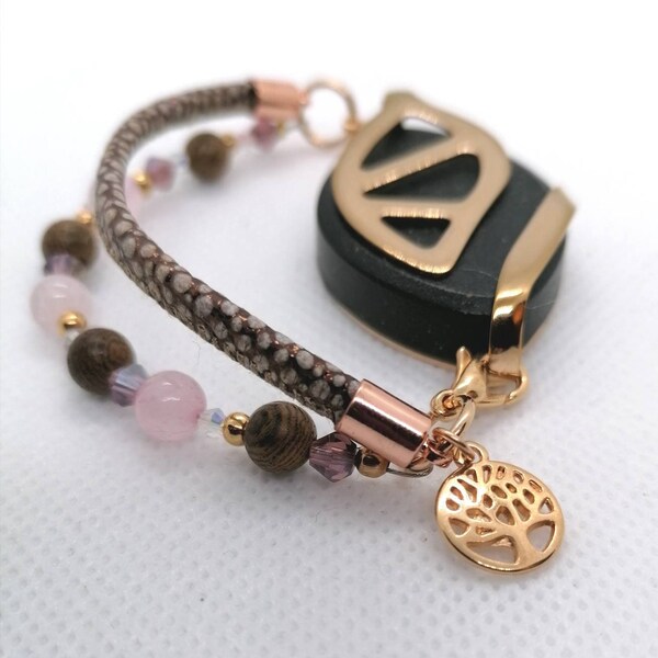 Bellabeat Leaf Armband mit Rosenquarz und Swarovski-Perlen