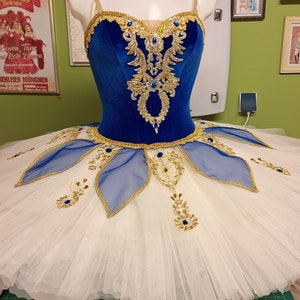 Professionelles Ballett-Tutu, mit Samt-Oberteil, Goldstickerei und Glitzersteinchen, Hochzeitstanz, orientalisch