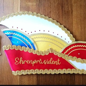 Komiteekappe mit individuellem Schriftzug einseitig, Prinzenkappe, Narrenkappe, Karneval, Garde, Fasching, Elferrat,