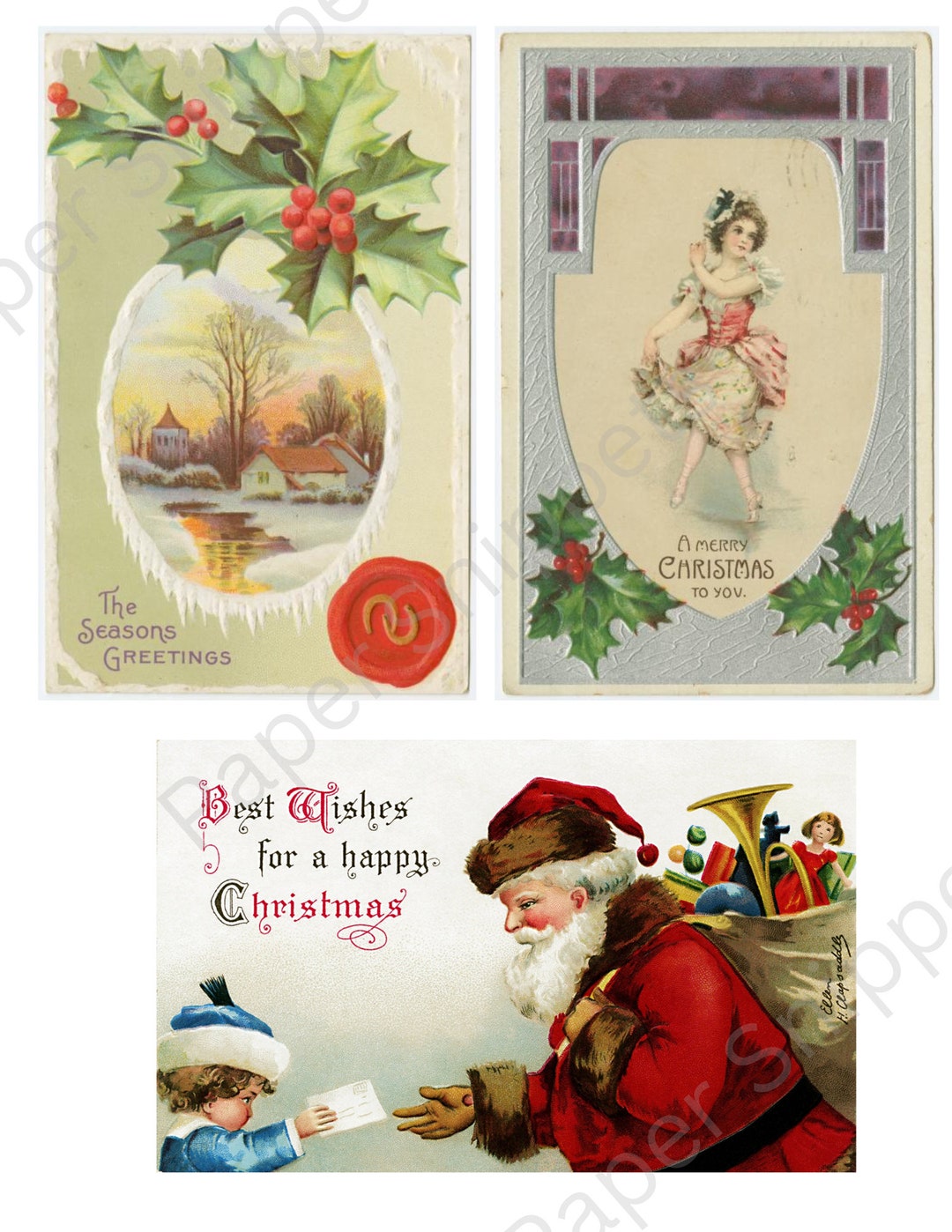 12 Vintage Christmas Postcards Etsy