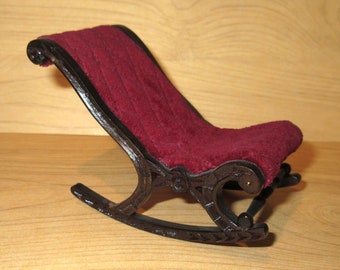 Sonia Messer Victorian Dollhouse Red Velvet Rocking Chair
