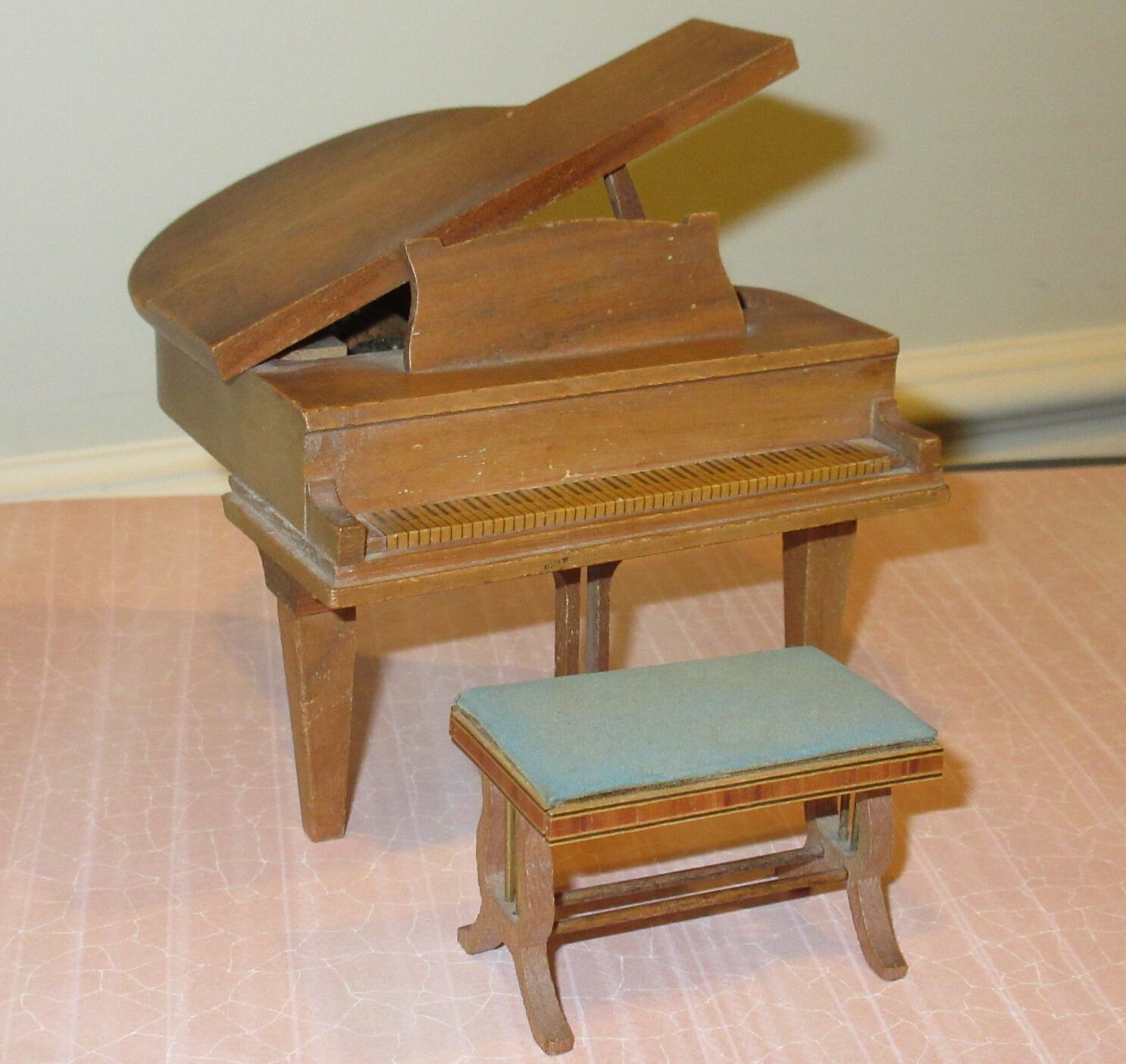 Vintage STROMBECKER Playthings Genuine Walnut Wood Dollhouse Musical Piano plays the Blue Danube Made in U.S.A. Etsy