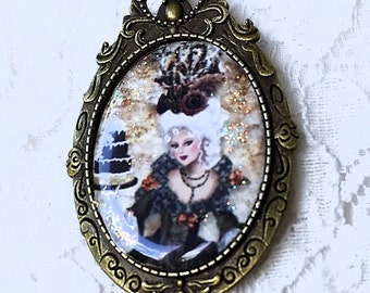 Queen Marie Antoinette brooch in black dress combined with the necklace secret birthday party at the Petit Trianon, women's jewelry gift