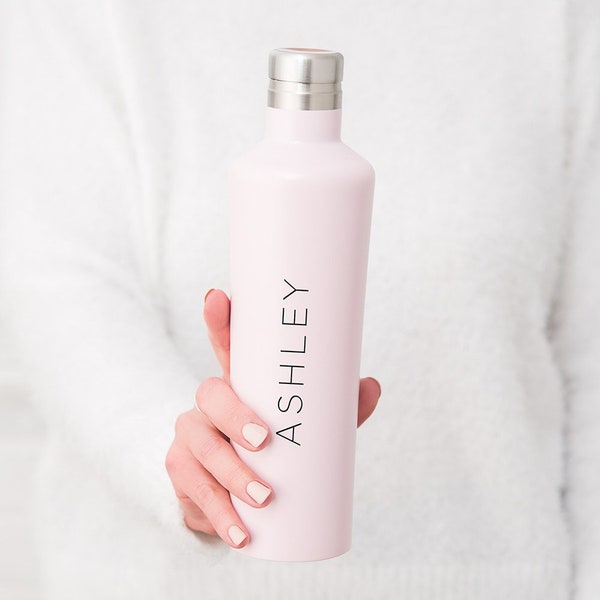 Customized Stainless Steel Water Bottle - Insulated Water Bottle - Gym Water Bottle - Reusable - Pink Water Bottle - White Water Bottle