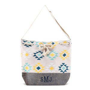 Sac fourre-tout personnalisé avec cordon de serrage - imprimé tribal aztèque - cadeau de demoiselles d'honneur - cotillons d'enterrement de vie de jeune fille - son cadeau de Noël - son cadeau d'anniversaire