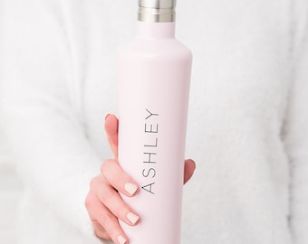 Customized Stainless Steel Water Bottle - Insulated Water Bottle - Gym Water Bottle - Reusable - Pink Water Bottle - White Water Bottle