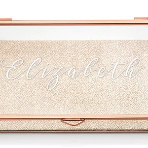 Personalized Script Name Glass Jewelry Box - Custom Name Jewelry Box - Personalized Jewelry Box - Rose Gold Jewelry Box - Glitter Lined Box