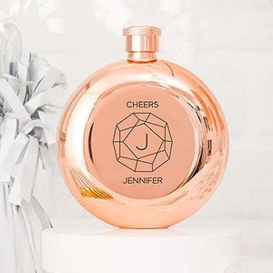 Monogram Flask - Rose Gold Flask - Gold Flask - Geometric Design - Gifts for Her - Girlfriend Gift - Best Friends Gift - Personalized Gift