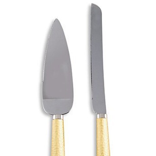 Engraved Wedding Cake Serving Set Hammered Gold Cake Serving Etsy