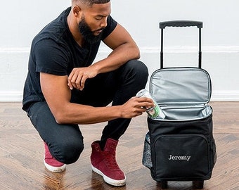 Personalized Rolling Cooler - Cooler Suitcase - Custom Cooler - Bachelor Party - Camping - Birthday Present - Tailgate - Monogram - Travel