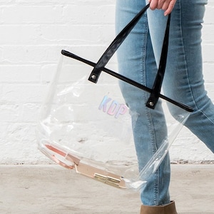 Sac fourre-tout personnalisé - sac stade - sac irisé - sac doré - cadeau de demoiselle d'honneur - cabas transparent - irisé - holographique - EVJF