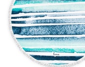 Personalized Beach Towel - Circular Towel - Ombre Stripes - Water Color - Best Friends - Customized Gift - Vacation Memento - For Her