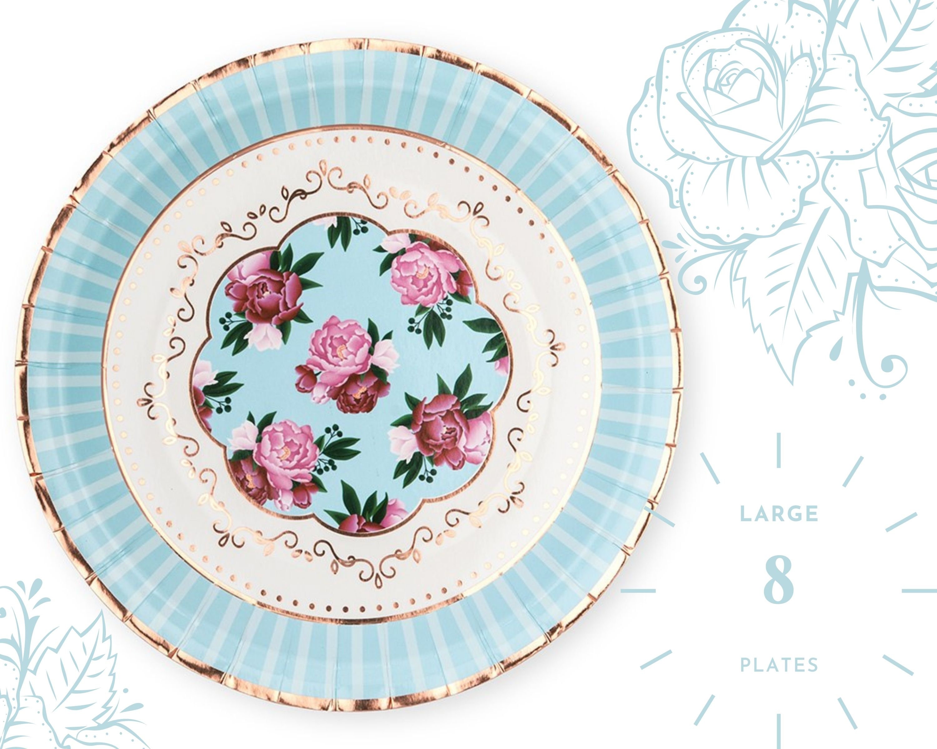 48 PCS Vintage Floral Paper Plates 7 Inch, Scalloped Flower Tea Party Plates Disposable Cake Dessert Plate For Birthday Bridal Shower Shower Wedding Party Drations Floral 25112723 P 221689420 - View #5