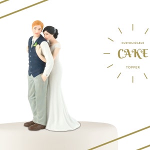 Custom Wedding Cake Topper - Bride and Groom - Sweet Embrace - Bride Embracing Groom - Romantic Wedding Cake Topper - Vintage - Hipster