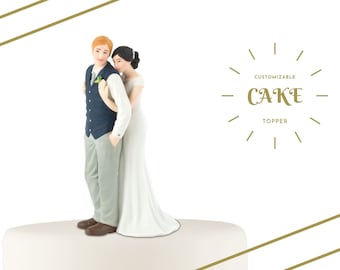 Custom Wedding Cake Topper - Bride and Groom - Sweet Embrace - Bride Embracing Groom - Romantic Wedding Cake Topper - Vintage - Hipster