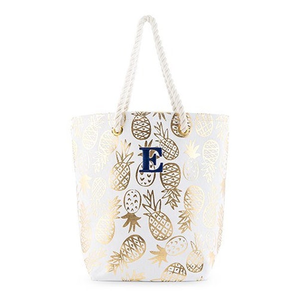 Personalized Tote Bag - Pineapple Print - Gold Pineapples - Reusable Shopping Bag - Beach Tote - Canvas Beach Tote - Beach Bag - Custom Bag