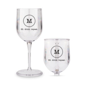 Copa de vino portátil con monograma - Vaso de vino personalizado - Copa de vino personalizada - Regalo para amantes del vino - Regalo para mamá - Regalo para hermana
