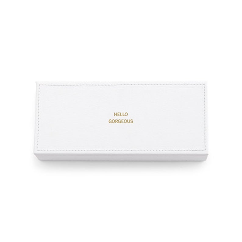 Embossed White Jewelry Box Vegan Gift White Vegan Leather Jewelry Box Hello Gorgeous Vegan Leather Jewellery Box Unique Gift