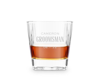 Customized Square Whiskey Glass - Personalized Scotch Glass - Father's Day Gift - Gifts for Groomsmen - Best Man Gift - Bachelor Party Favor