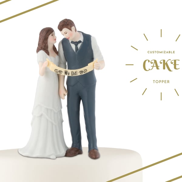 Custom Wedding Cake Topper - Bride and Groom Cake Topper - Hipster Wedding - Wedding Cake Topper - Vintage - Retro - Unique - We Did It