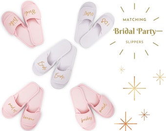 Custom Bridal Party Slippers - Personalized Waffle Spa Slippers - Matching Bridesmaid Slippers - Bridesmaid Proposal - Bridal Party Gift