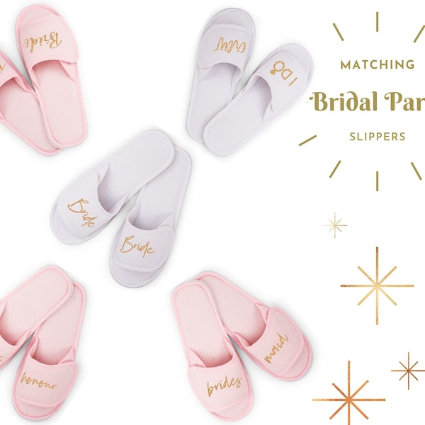 Custom Bridal Party Slippers - Personalized Waffle Spa Slippers - Matching Bridesmaid Slippers - Bridesmaid Proposal - Bridal Party Gift