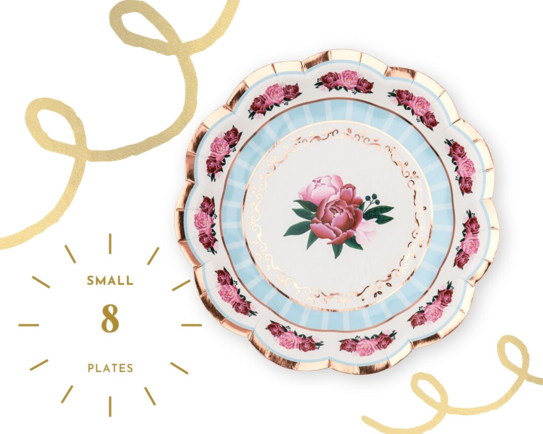 Piatti Di Carta Rosa Oro - 48 Pezzi 7 Pollici, Per Feste E Decorazioni - Foto 8