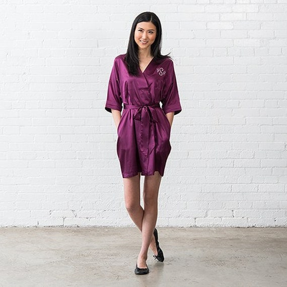 Monogram Plum Purple Kimono Robe Size L 