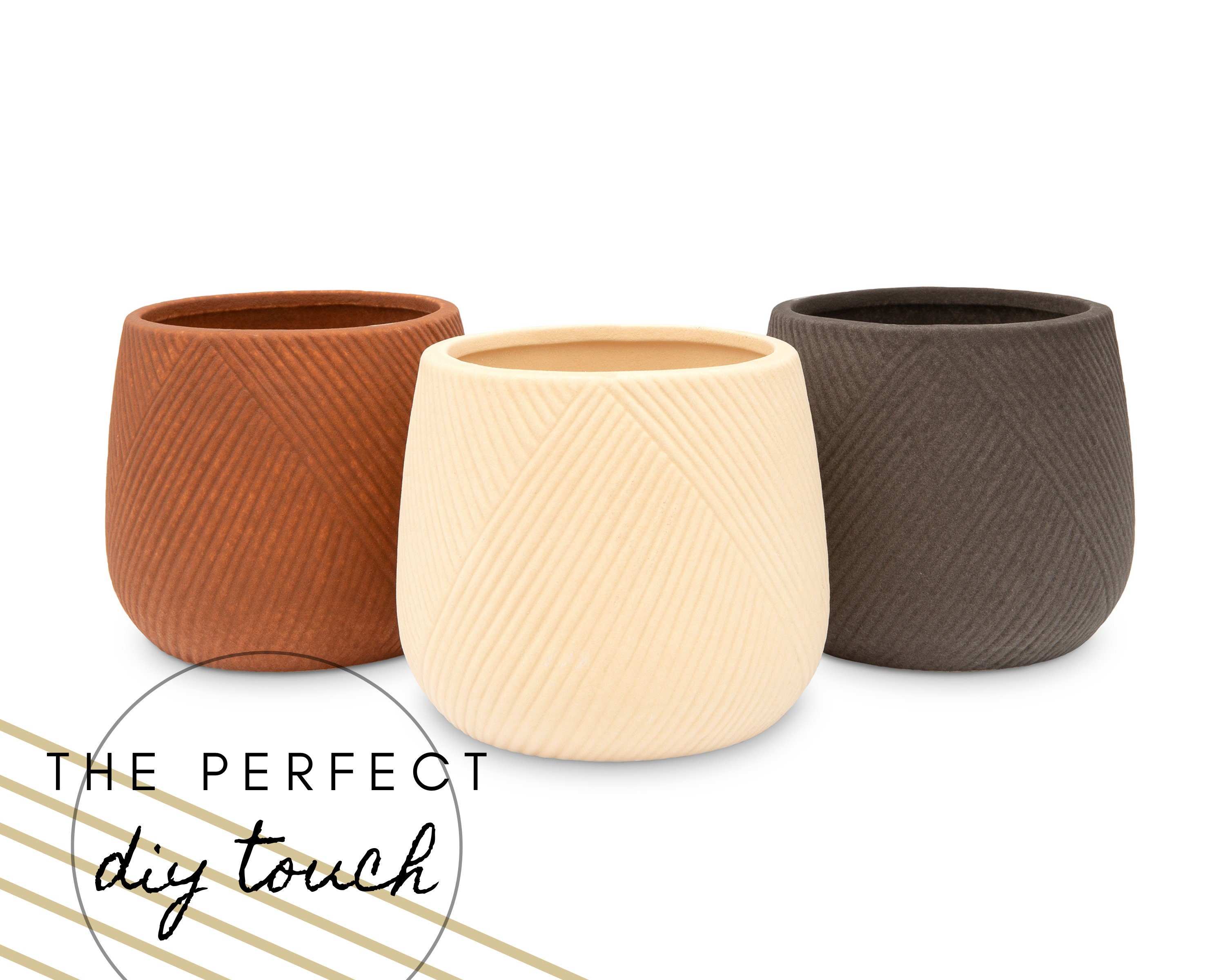 Set of 3 Neutral Tone Planters DIY Centerpiece DIY Wedding DIY Home Decor Boho Bridal Shower Wedding Tablescape Minimalist