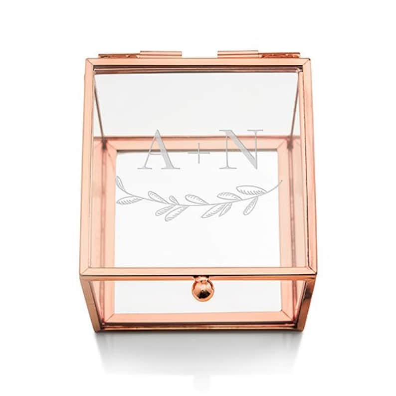 Etched Glass Jewelry Box Rose Gold Jewelry Box Vintage Etsy