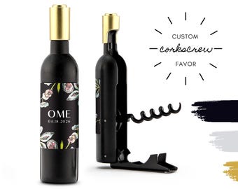 Custom Monogram Bulk Wedding Bottle Opener Favor - Personalized Birthday Corkscrew Favor - Anniversary Favor - Celebration of Life Favor