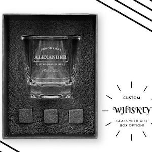 Engraved Groomsman Square Whiskey Glass - Man Cave - Unique Gift - Groomsman Gift - Personalized Groomsman Gift - Best Man - Custom Glass