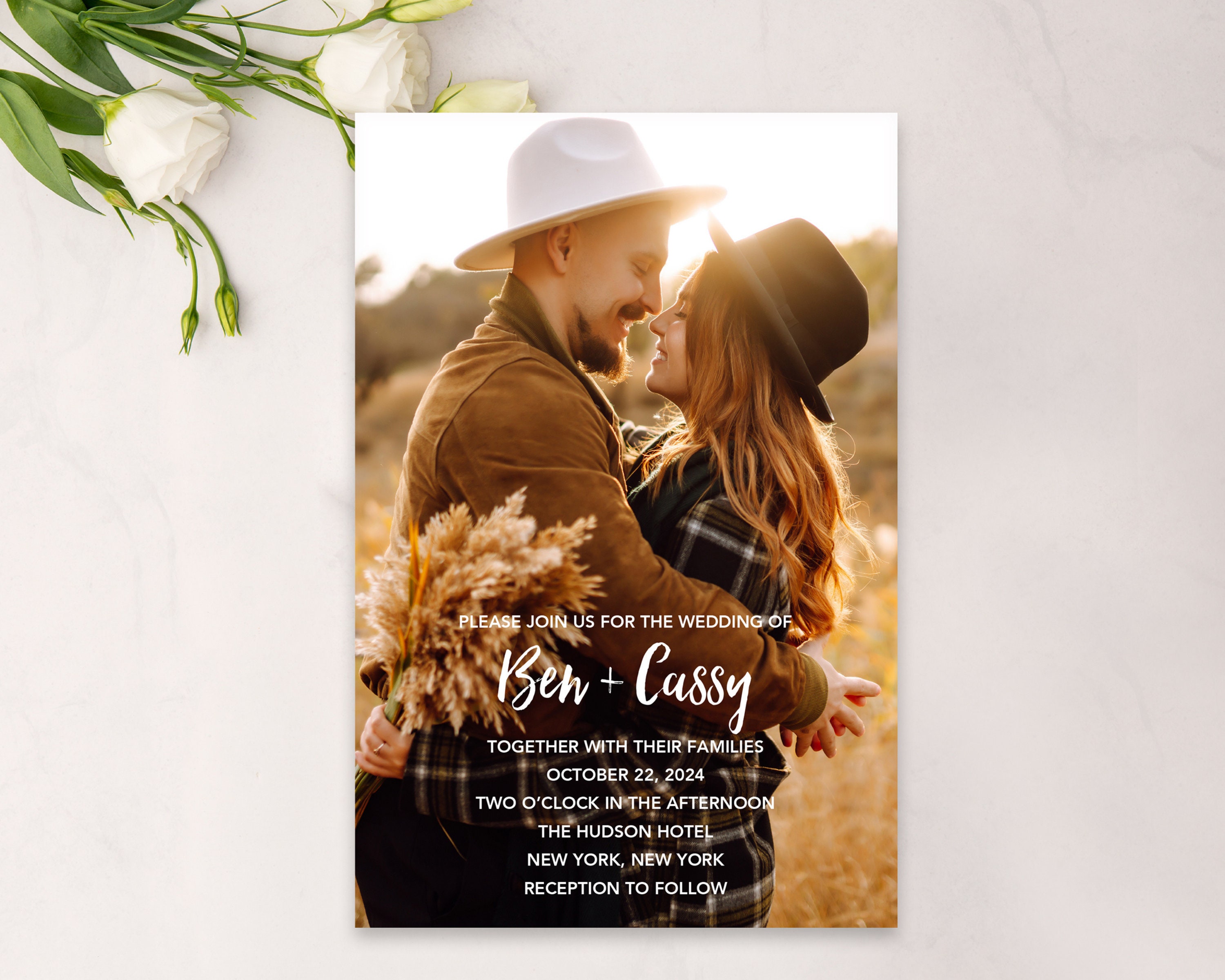 Personalized Photo Wedding Invitation - Custom Printed Minimalist ...
