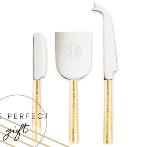 Custom Cheese Knife Set of 3 - Script Monogram Design - Charcuterie - Housewarming Gift - Cheese Knives - Gifts for Them - Food Lover Gift