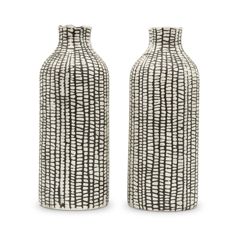 Set of 2 Tall Black and White Vases DIY Centerpiece DIY Etsy