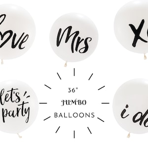Jumbo 36&quot; Party Balloons - 6 Chic Designs to Choose From - Wedding Balloons - Wedding Photo Props - Engagement Photo Prop - Birthday Party