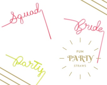 Bachelorette Party Silly Shaped Straws - Bride Straw - Party Straw - Squad Straw - Her Birthday Party - Birthday Girl Straw - Crazy Straw