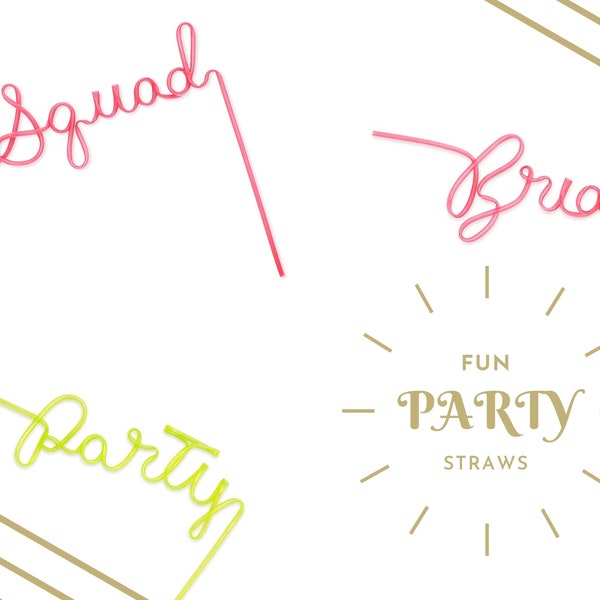 Bachelorette Party Silly Shaped Straws - Bride Straw - Party Straw - Squad Straw - Her Birthday Party - Birthday Girl Straw - Crazy Straw